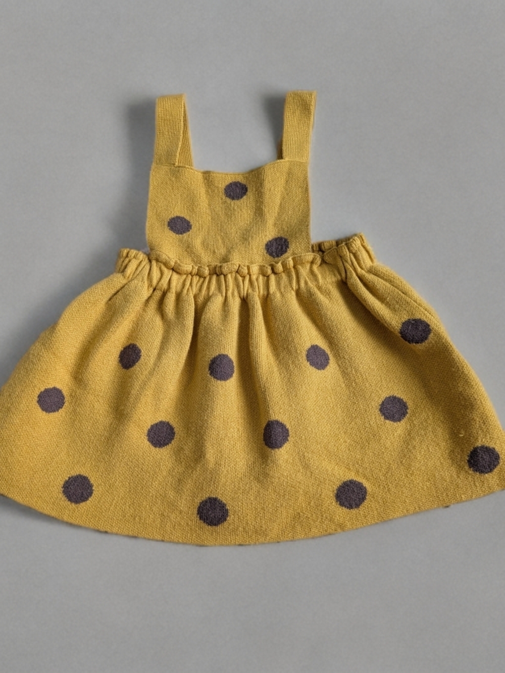Zara Mustard Yellow Knit Sundress with Dark Polka Detail